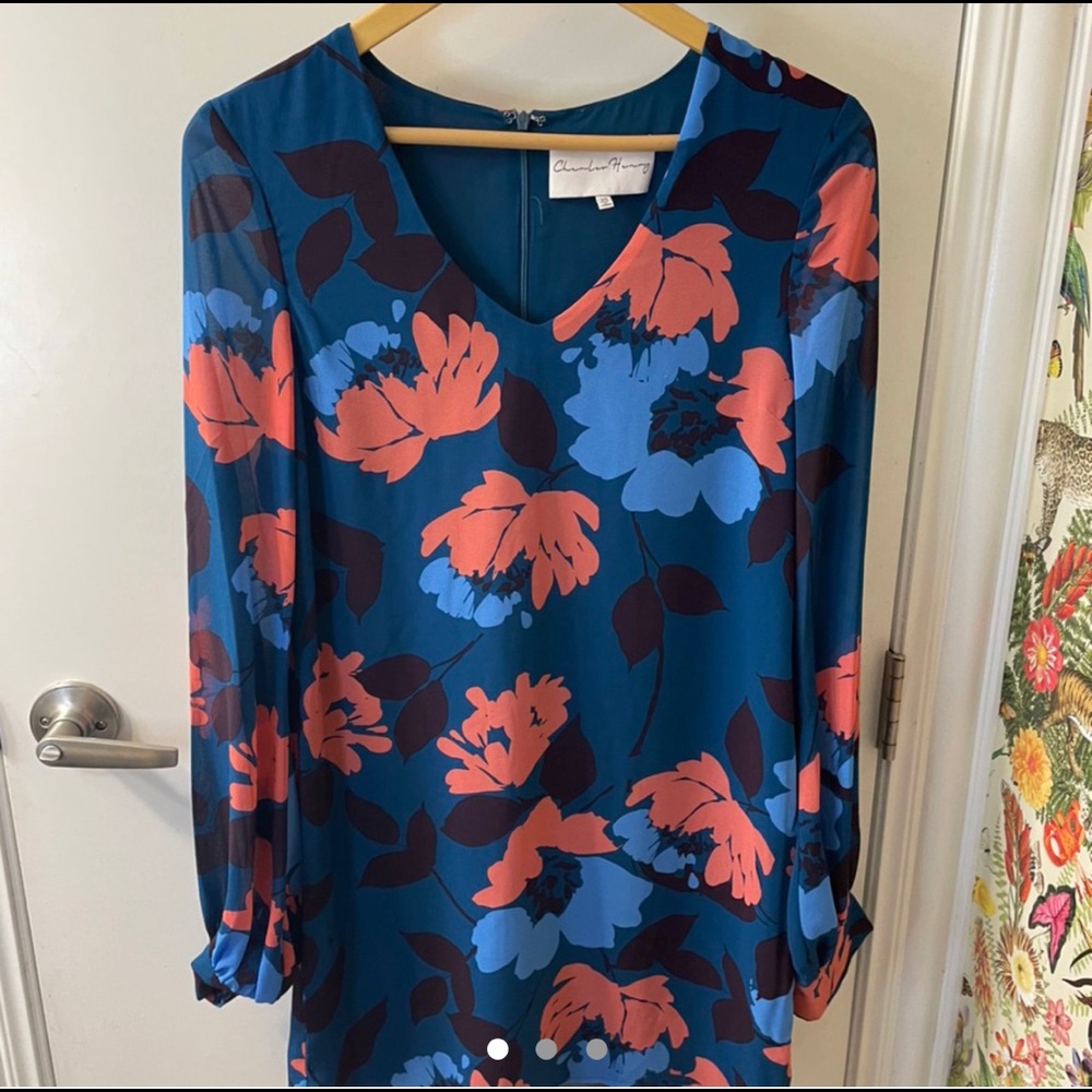 Charles Henry Blue Floral Dress